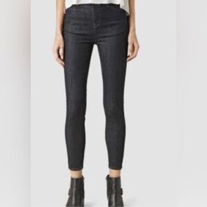 All Saints Nim Black Distressed Skinny Ankle Jeans Size 27